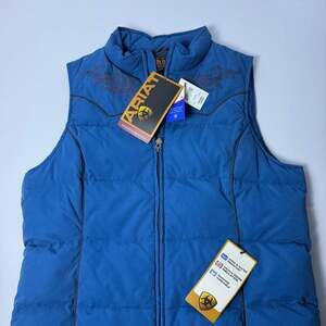 NWT Ariat Womens Taos Insulated Equestrian Vest, Teal Blue, Embroidered - Size L